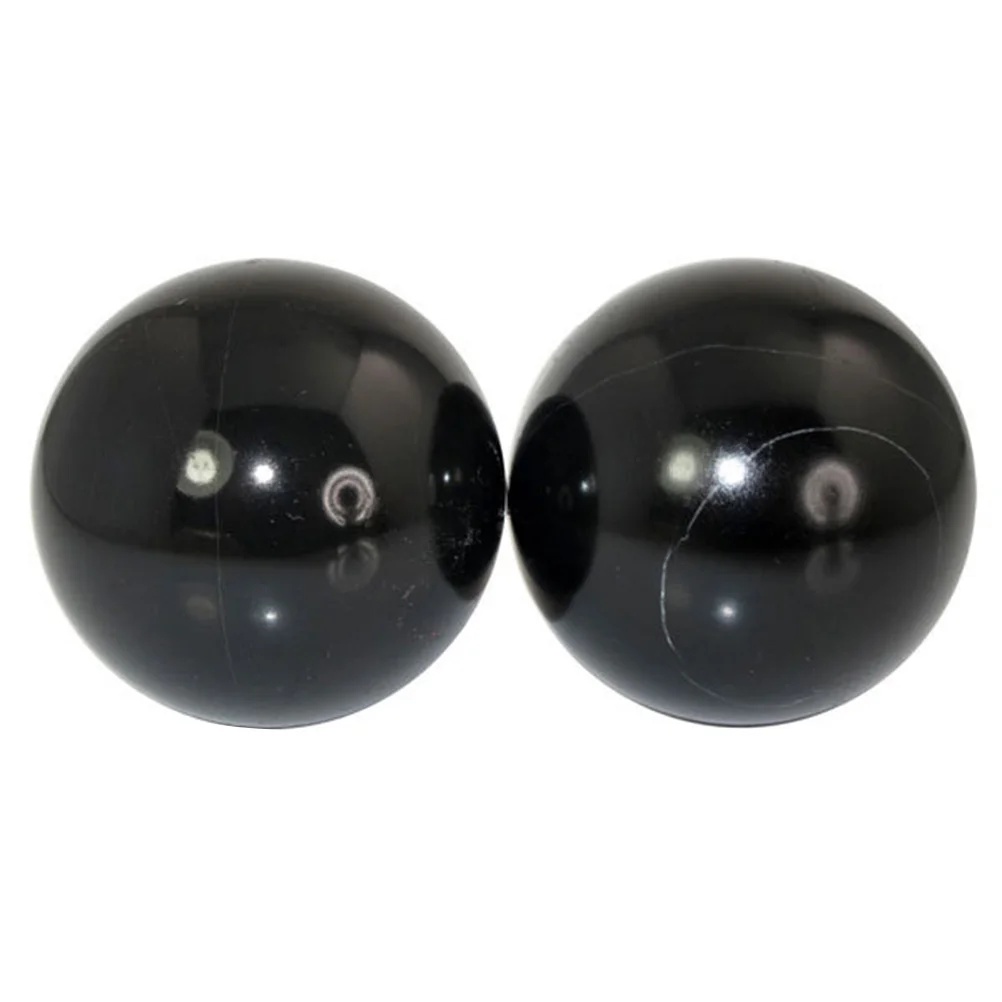 

2pcs Natural Stone Massage Ball Black For Stress Relief Muscle Recovery Pain Therapy Roller Hand Exercise Tool