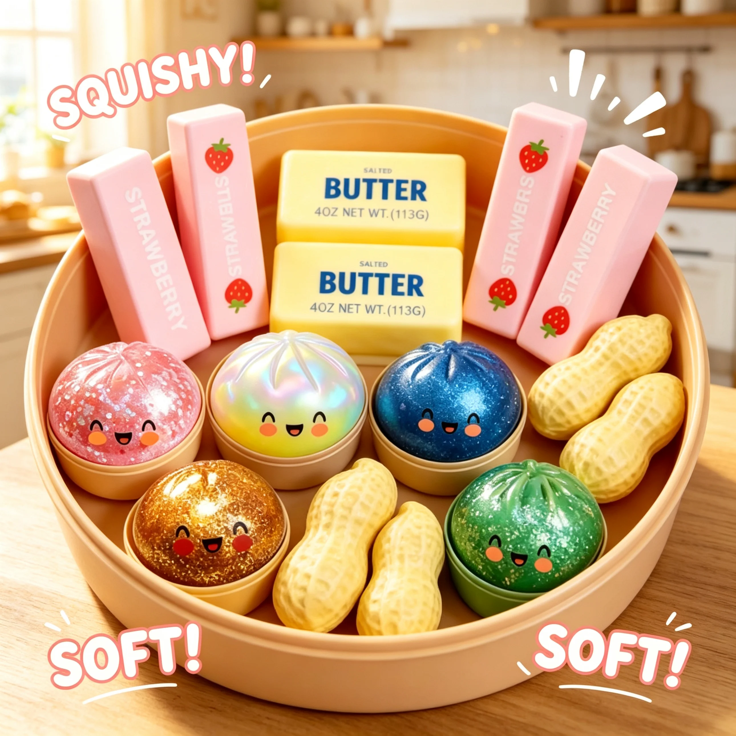 Dumpling Squishy Cheese Toy Ornaments Simulation Cheese Butter Squeeze Ball Fidget Toy Stress Relieve Slow Rebound Relief Soap