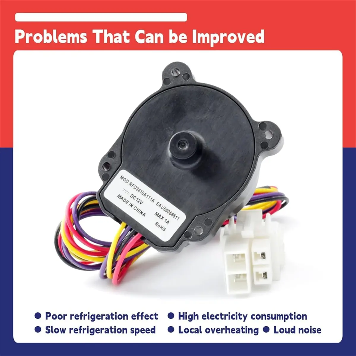 (A64E) EAU65058511 Refrigerator Condenser Fan Motor Assembly Compatible Freezer Evaporator Fan Motor Parts Replace RFD3410A111A