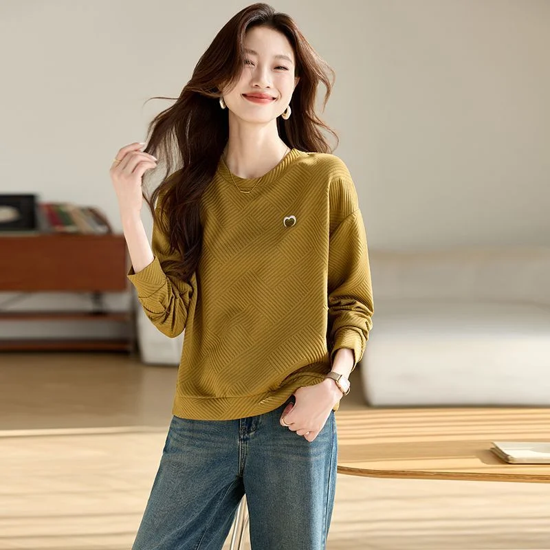 

Trendy Heart Embroidery Texture Hoodie Women Casual Wear