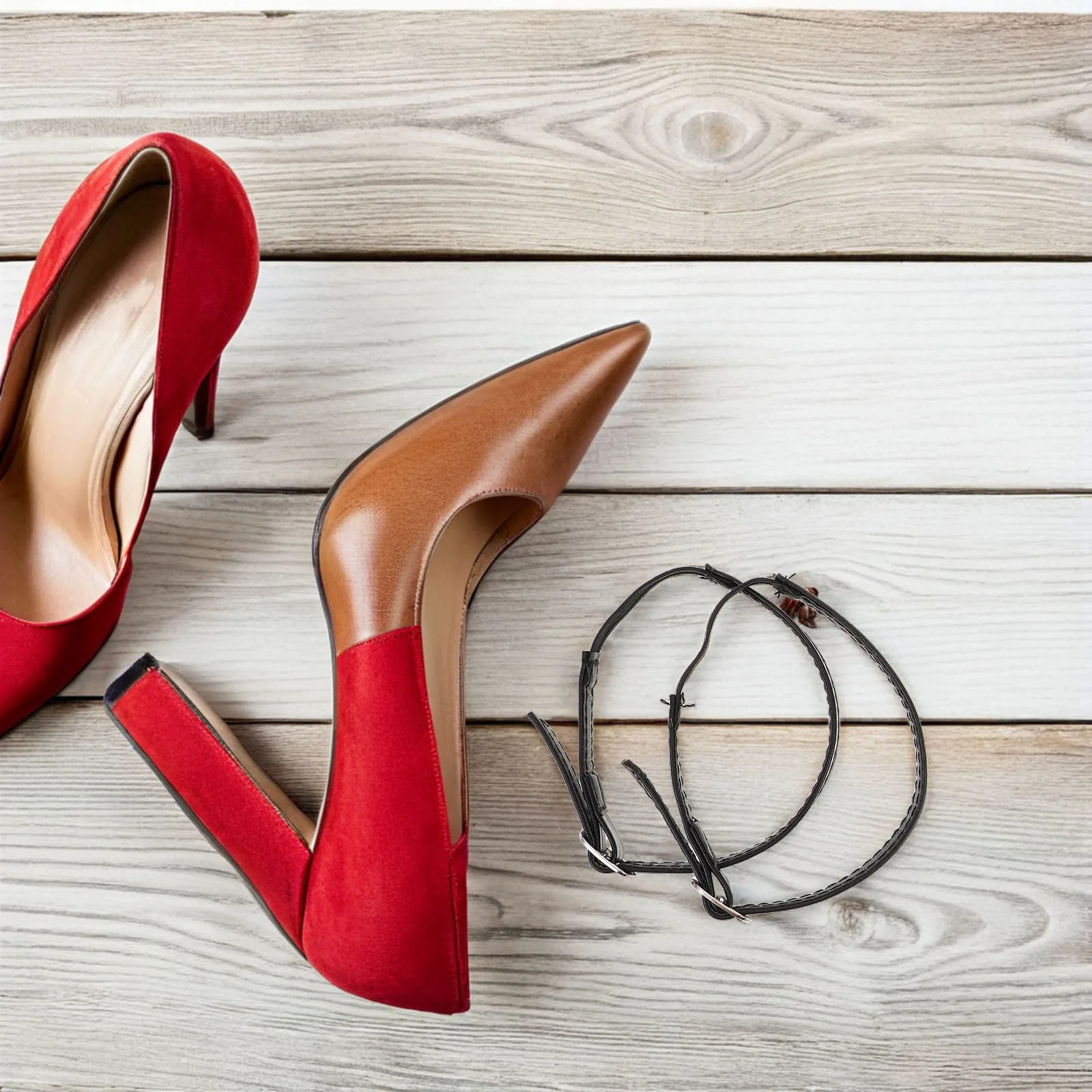 สายรัดรองเท้าส้นสูงแบบปรับได้ 4 ชิ้น สำหรับรองเท้าส้นหลวม สายรัดข้อเท้าสำหรับผู้หญิง ใส่ไปงานปาร์ตี้หรือทำงานได้