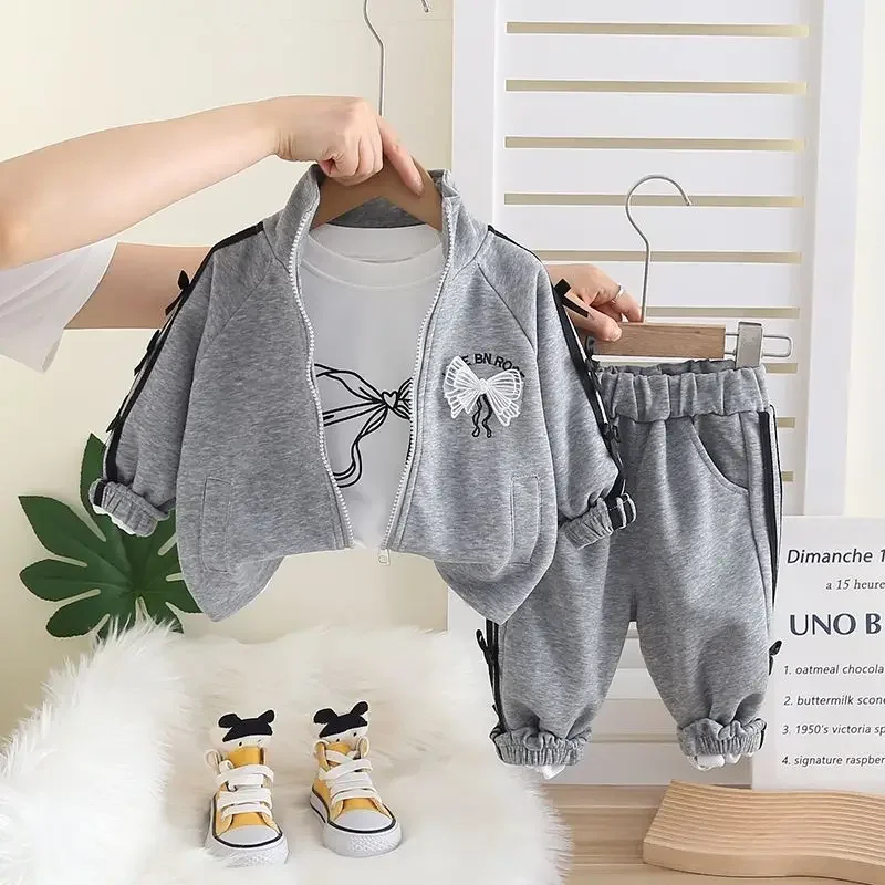 

Girls' Spring and Autumn Set Fashion 2026 New Style Children's Stylish Sports Coat+shirt +Pants Three-piece Set