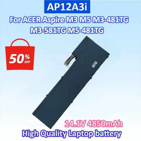 NEW AP12A3i 14.1V 4850mAh Laptop battery For ACER Aspire M3 M5 M3-481TG M3-581TG M5-481TG High Quality Batteries