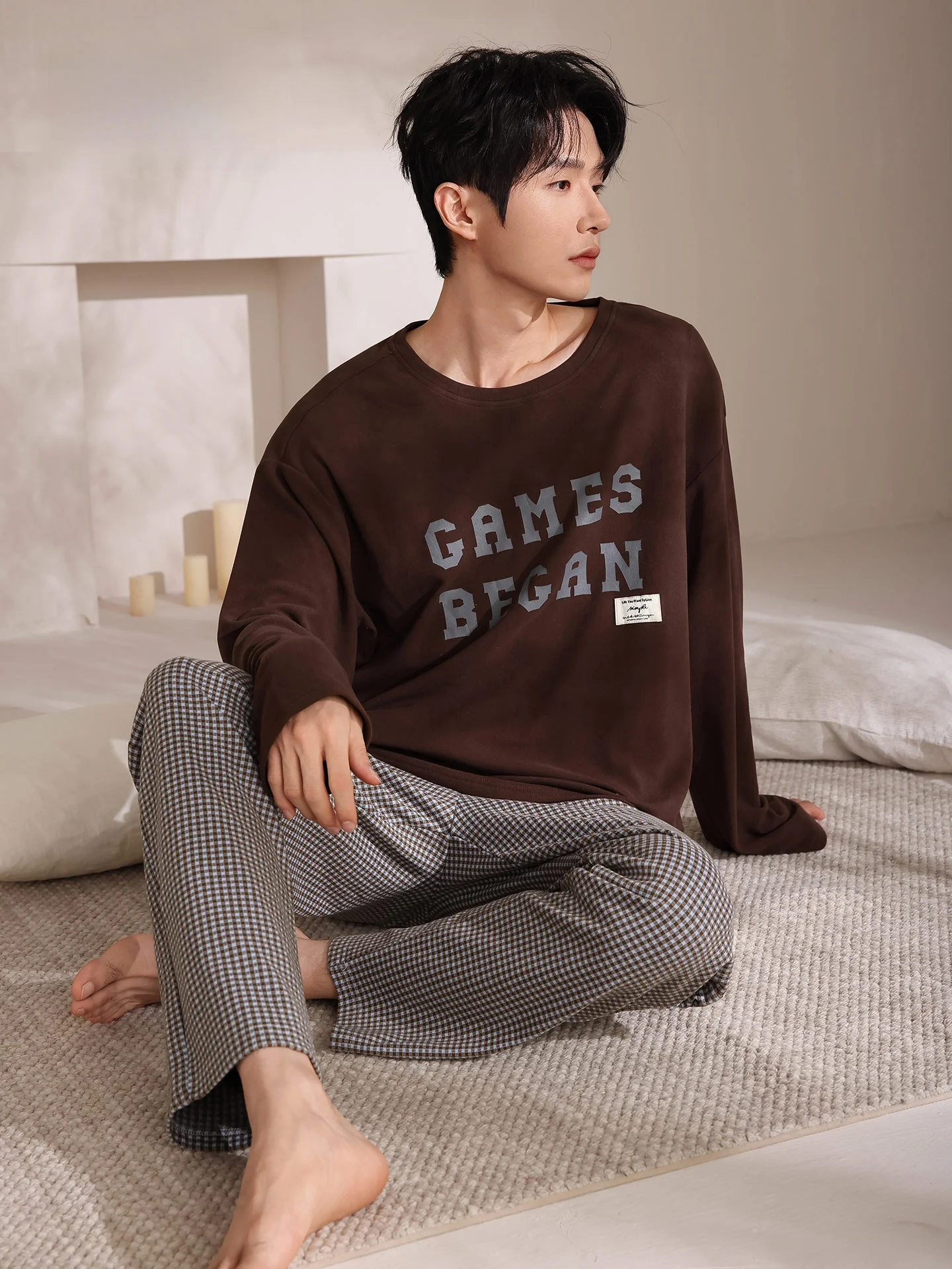 thiened-casual-spwear-hooded-men's-pajamas-winter-soft-fce-home-clothes-outdoor-wearable-youth-leisure-suit