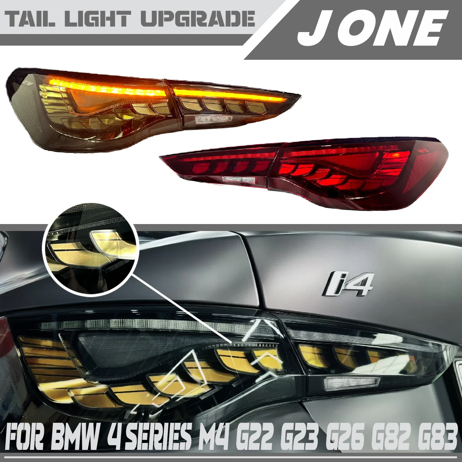 

OLED-фонари заднего хода «Драконья чешуя» для BMW 4 серии M4 G22 G23 G26 G82 G83 2020-2026, совместимые с 418 425 430 440, Plug and Play