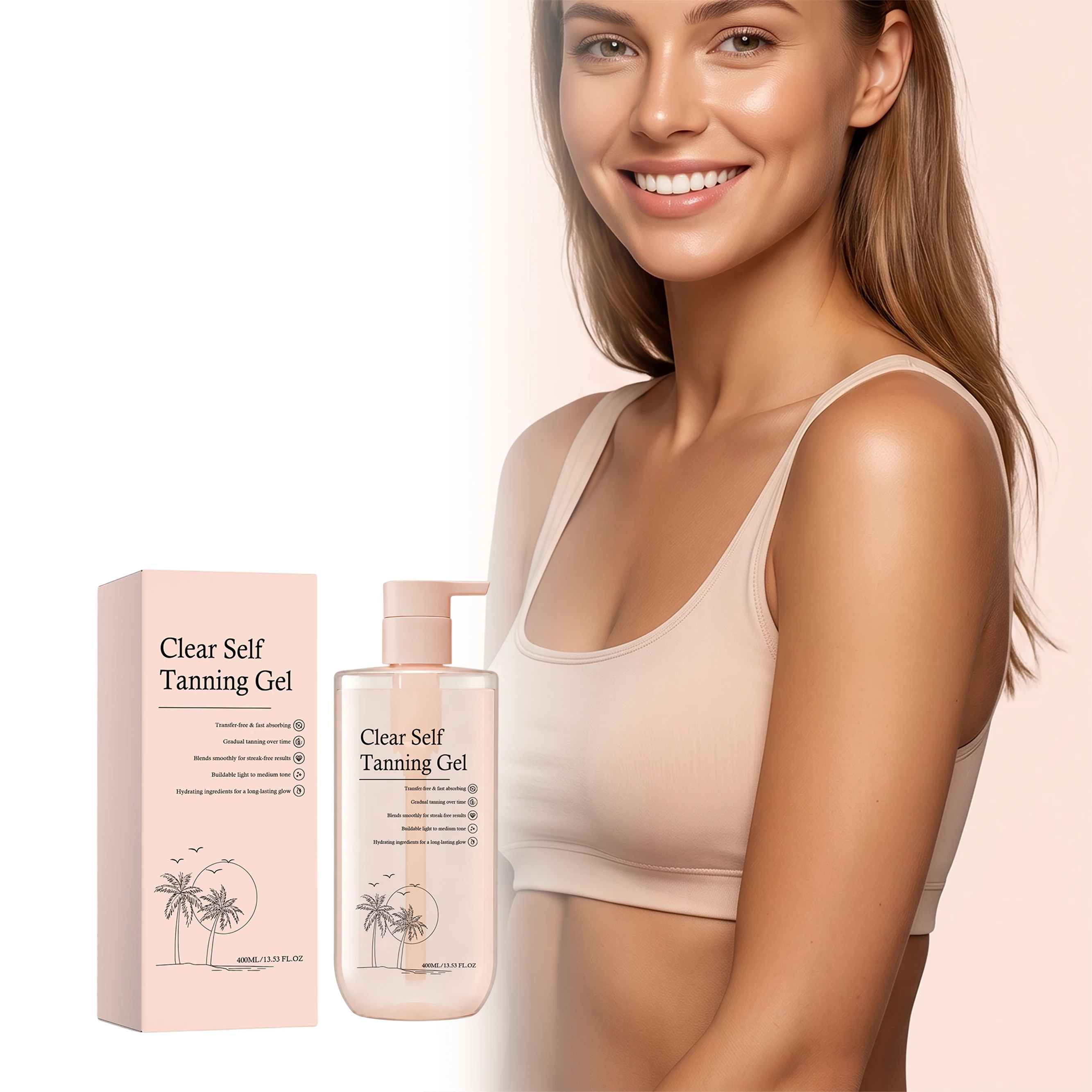 Self Tanning Gel Bronze Glossy Natural Look Quick-Drying And Even Skin Tone Moisturizing Naturally Mild Sunless Tanner 400ml New