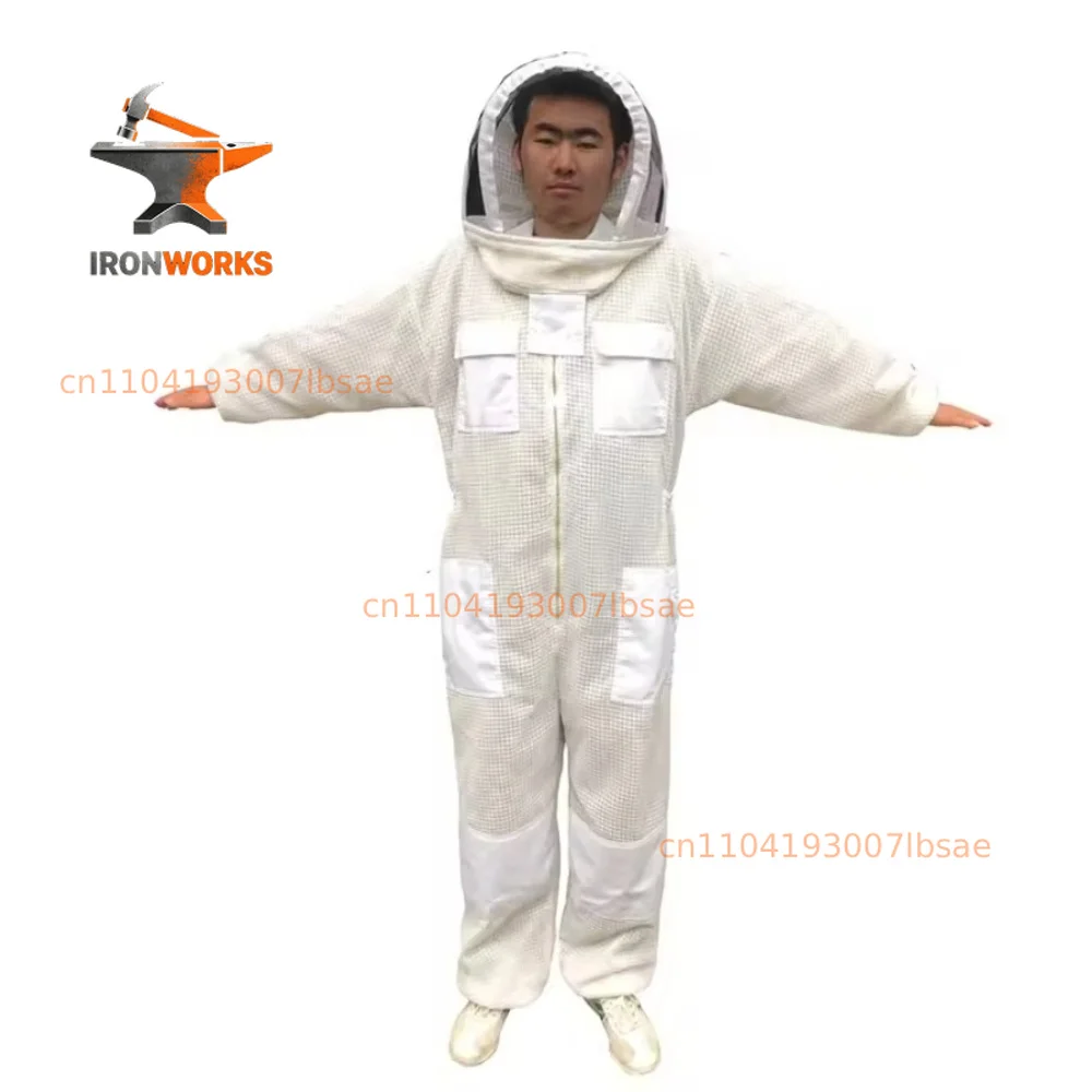 1set beekeeping suit white 3-layer mesh bee suit Metal zipper beekeeping suit for beekeeper apiculture tool Beekeeping equipment