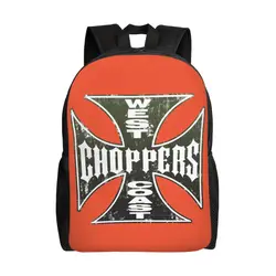 Maßgeschneiderter West Coast Iron Cross Choppers Laptop-Rucksack für Herren und Damen, modische Büchertasche für College-Schüler