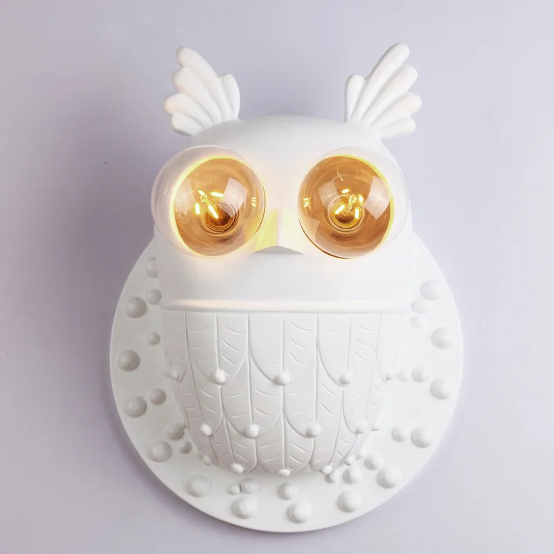 Nordic Animal Owl Resin Wall Lamp for Living Room Bedroom Home Art Decor E27 Bedside Wall Light Bathroom Fixtures