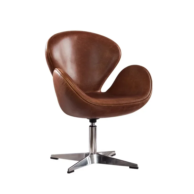 

Nordic retro oil wax leather single sofa egg chair eggshell modern designer negotiation chair
