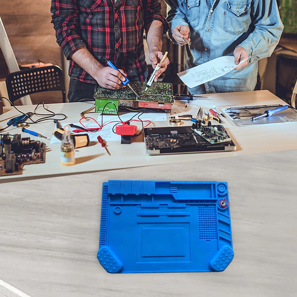 

Силиконовый коврик для пайки A 500 для ремонта электроники с термостойкой и антистатической защитой, 480x320 мм, синий