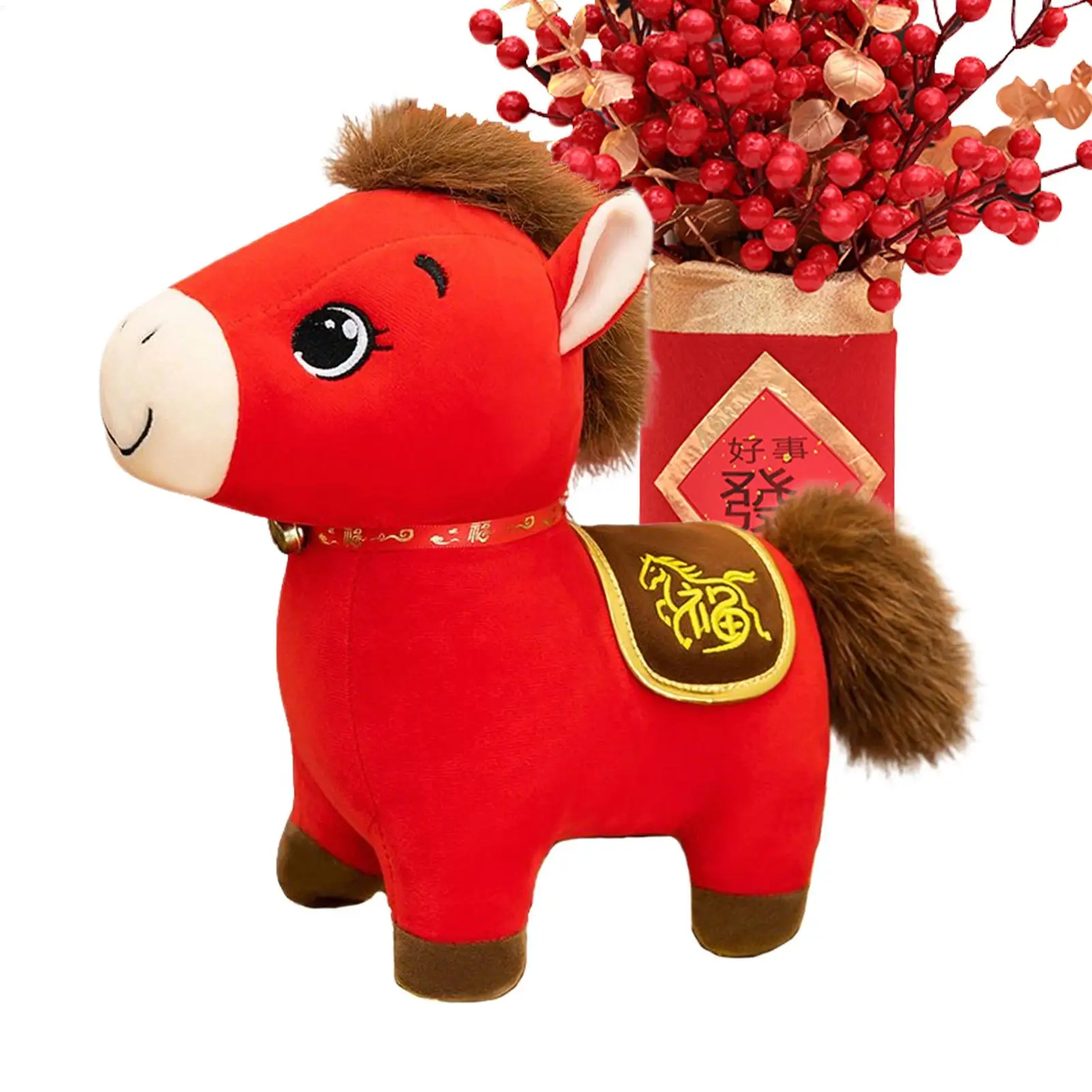 

2026 Horse Stuffed Animal Comfortable Hugging Doll Cute Horse Stuffed Animal For Family Friends Birthday Chinese Christmas