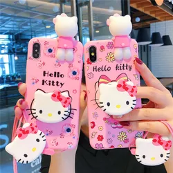 Hello Kitty For Huawei P20 P30 P40 lite Pro Y9 Y9 Prime Y9s Mate 10 20 lite Phone Case With Holder Rope