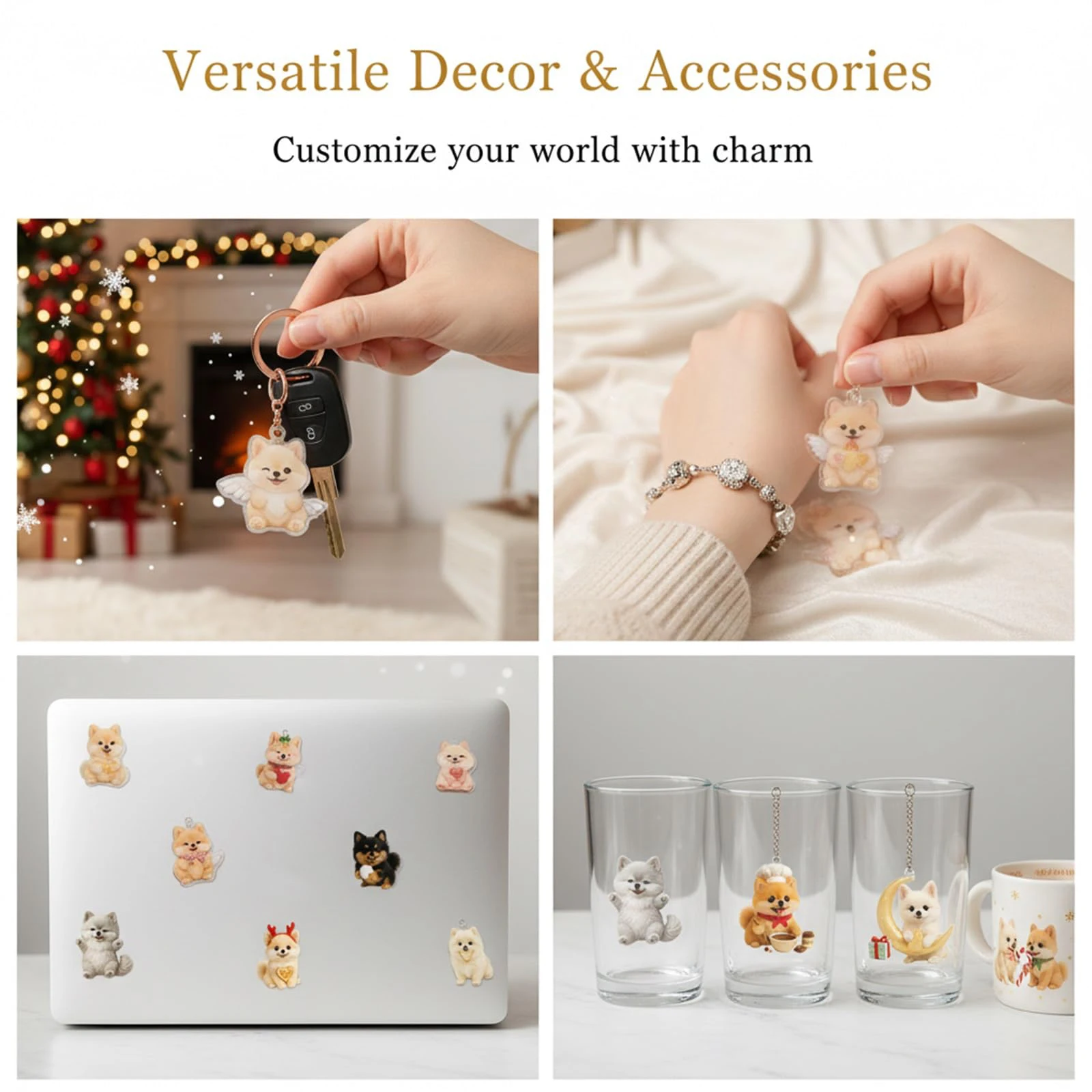 

Померанский шпиц, сладкая страна чудес, рождественские 24 дня праздничных сюрпризов, украшения для собак с 24 2D акриловыми куклами для семейного праздничного подарка