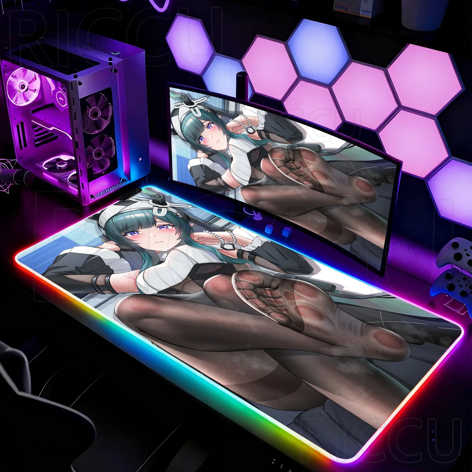 

Коврик для мыши RGB HD XXL с принтом Game Arknights Endfield Xaihi, быстрый отклик, нескользящий, резиновый, для геймеров, компьютерный, светодиодный, настольный коврик-мат