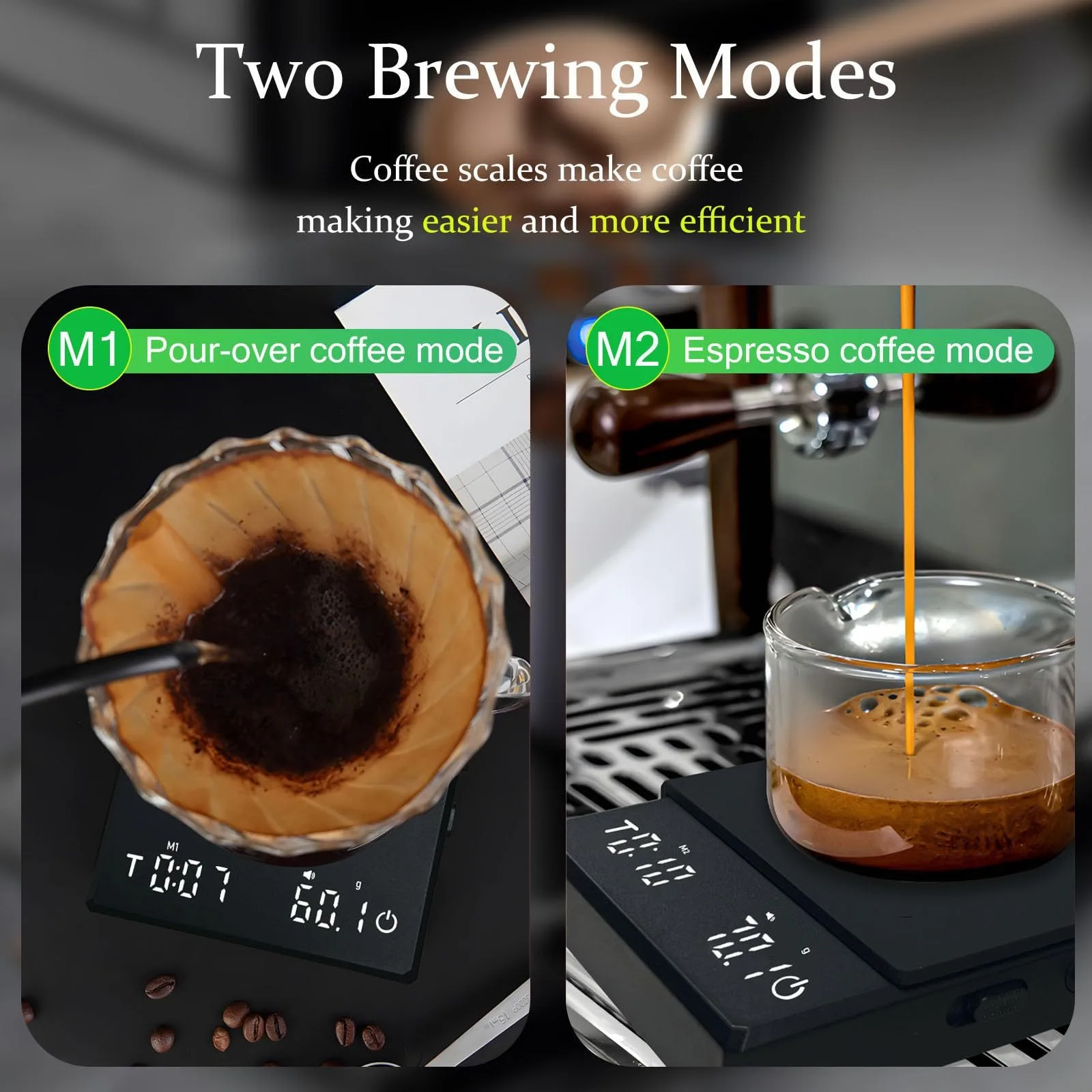 Mini Digital Coffee Scale Rechargeable High Precision 0.1g Kitchen Scale With Timer Espresso Coffee Maker LED Display