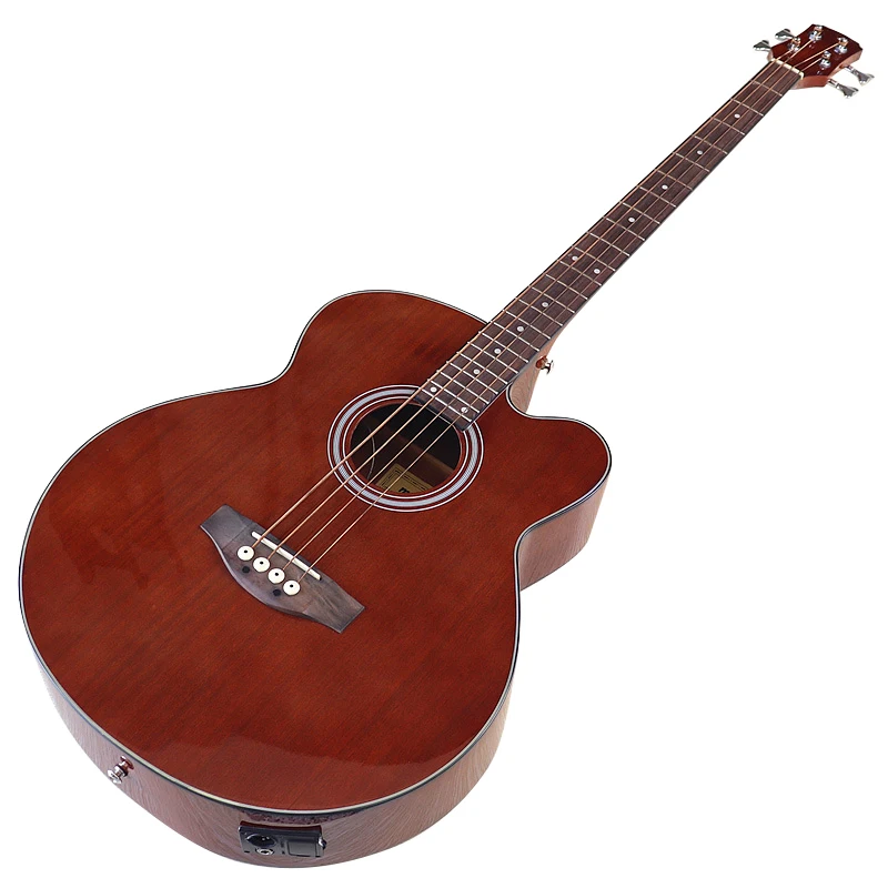 Full Sapele Body Acoustic Bass Guitar 4 String 43 Inch Electric Folk Guitar 24 Frets Brown Color With EQ