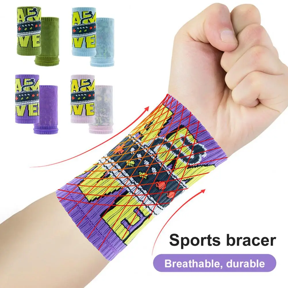 Sports Bracers Good Elasticity Elastic Strong Water Absorption Wristbands Cartoon Printed Sports Wristbands for Training