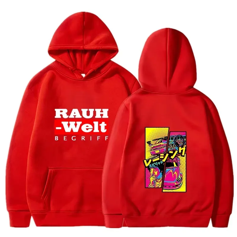Rauh Welt Hoodie Car Widebody Tuning JDM Racing Pop Art Comic Ästhetisches Schwarzes Oversized Casual Sweatshirt Langarm – Detail 7