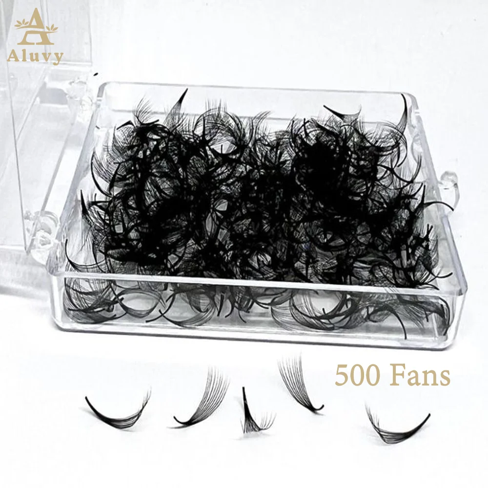 3D-20D 500Fans Loose Fan Lashes Medium Stem Sharp Russian Volume Lashes Thin Pointy Base Premade Lash Fans Eyelash Extensions