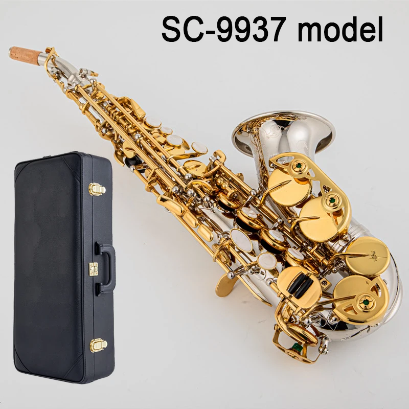 Japan Brand 9937Model Curved Professional Soprano Saxophone Nickel Brass Sax Mouthpiece with Patches Pads Reeds Bend Neck Gift