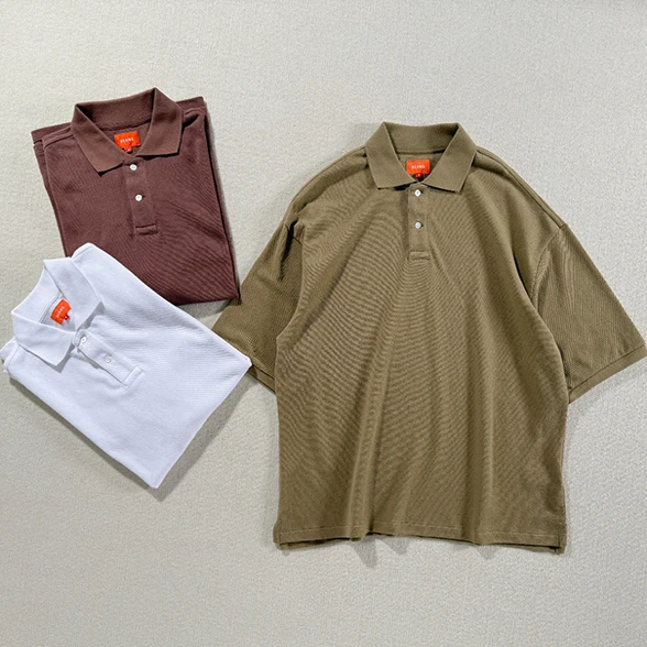 

BEAMS silhouette simple blended heavy deer cotton bead mesh short-sleeved POLO shirt