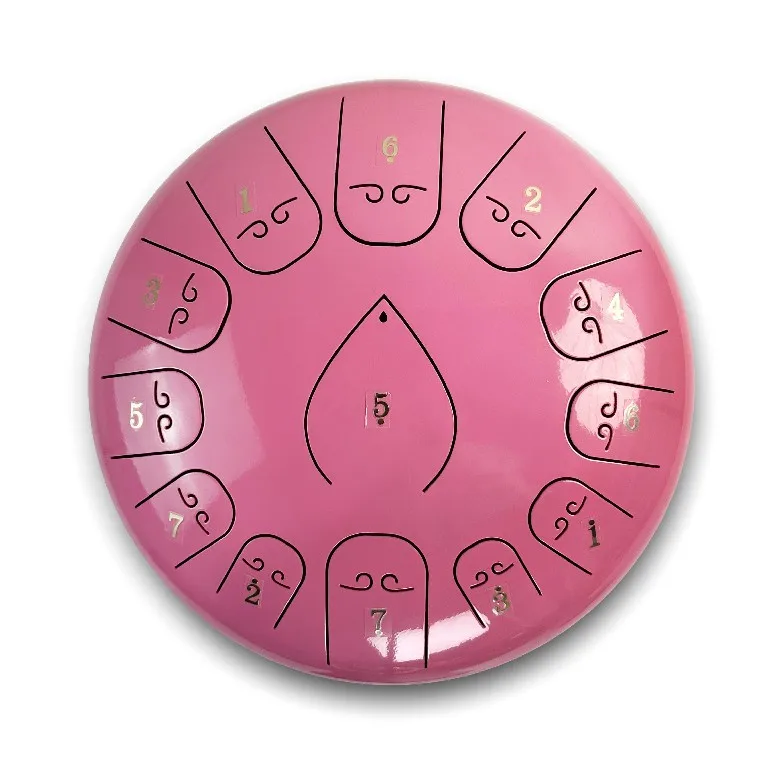 

Hooqu Factory Offer 12inch 13Note Pink Steel Tongue Drum & Handpan Musical Instrument C Key Rain Tongue Drum