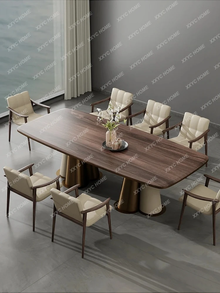 A Italian Minimalist Solid Wood Dining Table Modern Light Luxury Living Room Home  Model Long Table