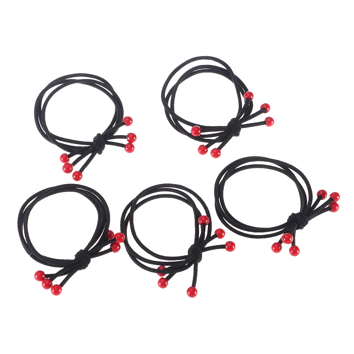 10Pcs Cherry Themed Hair Ties Elastic Hair Rings for Women Ponytail Holders Stretchy Daily Party Gift Accessory Red