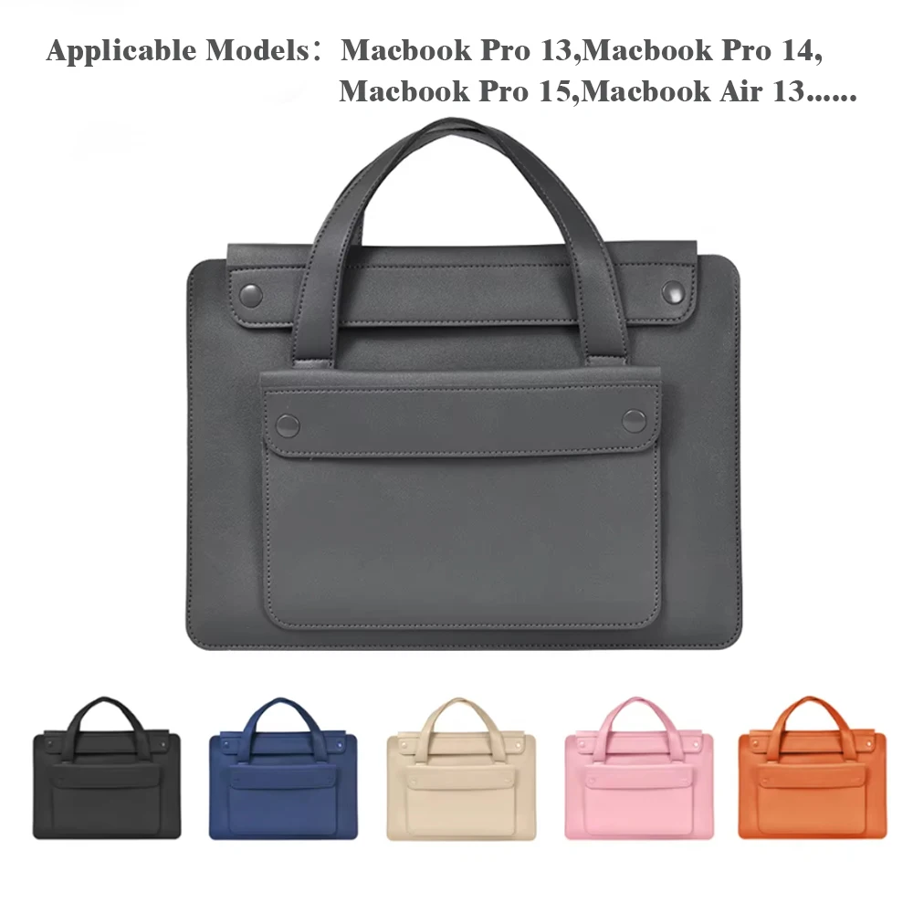 Laptop Bag Handbag Sleeve PU Leather Case for Macbook Samsung Xiaomi Lenovo HP DELL Huawei 13 14 15 16 Notebook Tablet Briefcase
