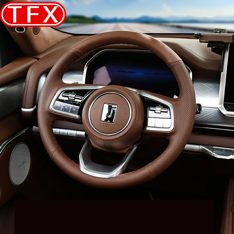 

For GWM Tank 700 Hi4-T 2024 Car Hand Sewn Steering Wheel Cover for All Seasons Ultra-thin Breathable Handle Cover Accessories