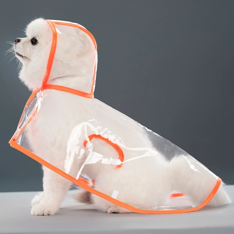 New Raincoat Pet Transparent Outgoing Raincoat Thickened Windproof and Waterproof Large, Medium, and Small Dog Clothes Plastic F