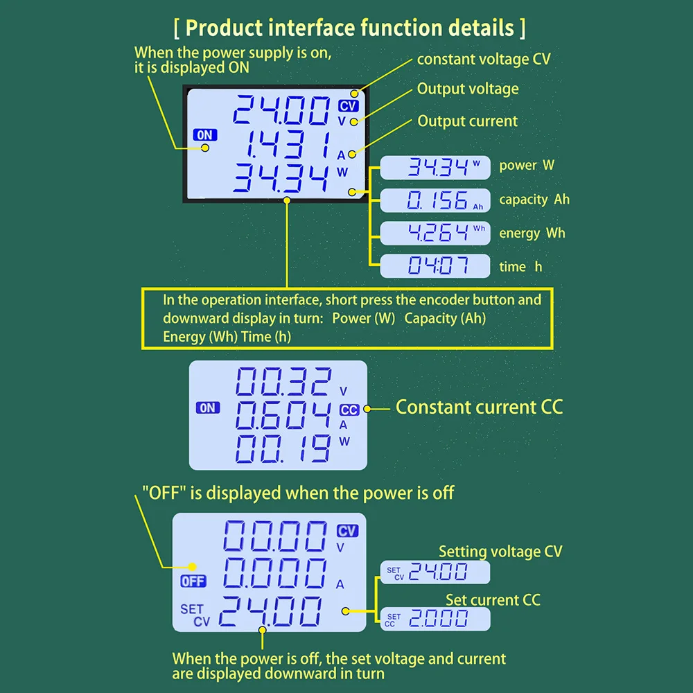 DC 6V-55V auf 0-50V 5A 8A 250W 400W CNC Einstellbarer DC-Spannungsregler CV CC Abwärtswandler-Netzteilmodul XY5005E XY5008E – Detail 16