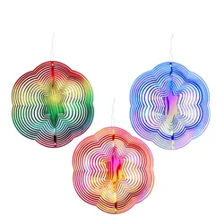 1pcs ABS Hexagonal Wind Spinner 20.1*20.1cm Colorful 3D Bird Repelling Wind Chime Household Garden Balcony Decoration Parts