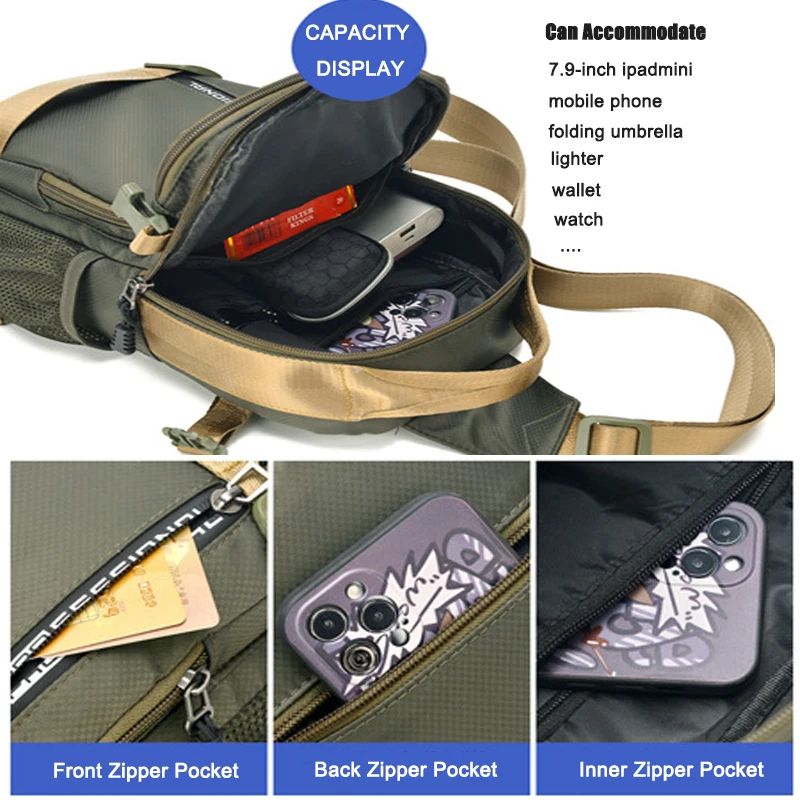 Polarshe-Outdoor Sling Crossbody Bag para homens, grande capacidade, bolsas esportivas para homens, bolsa de ombro multifunções, bolsas de viagem masculinas