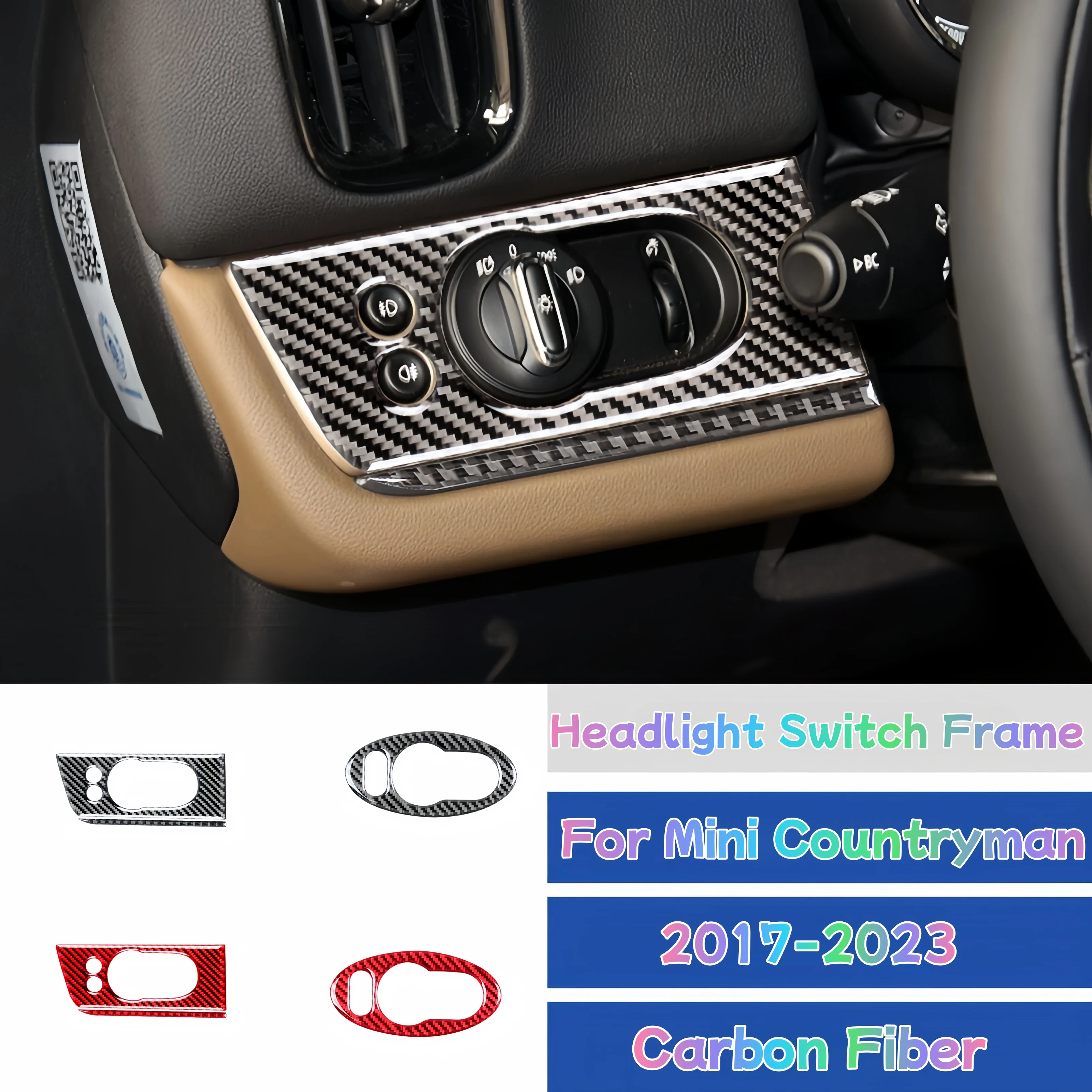 

For Mini Cooper Countryman F60 F55 F56 Carbon Fiber Car Interior Headlight Switch Cover Protective Trim Sticker Cars Accessories