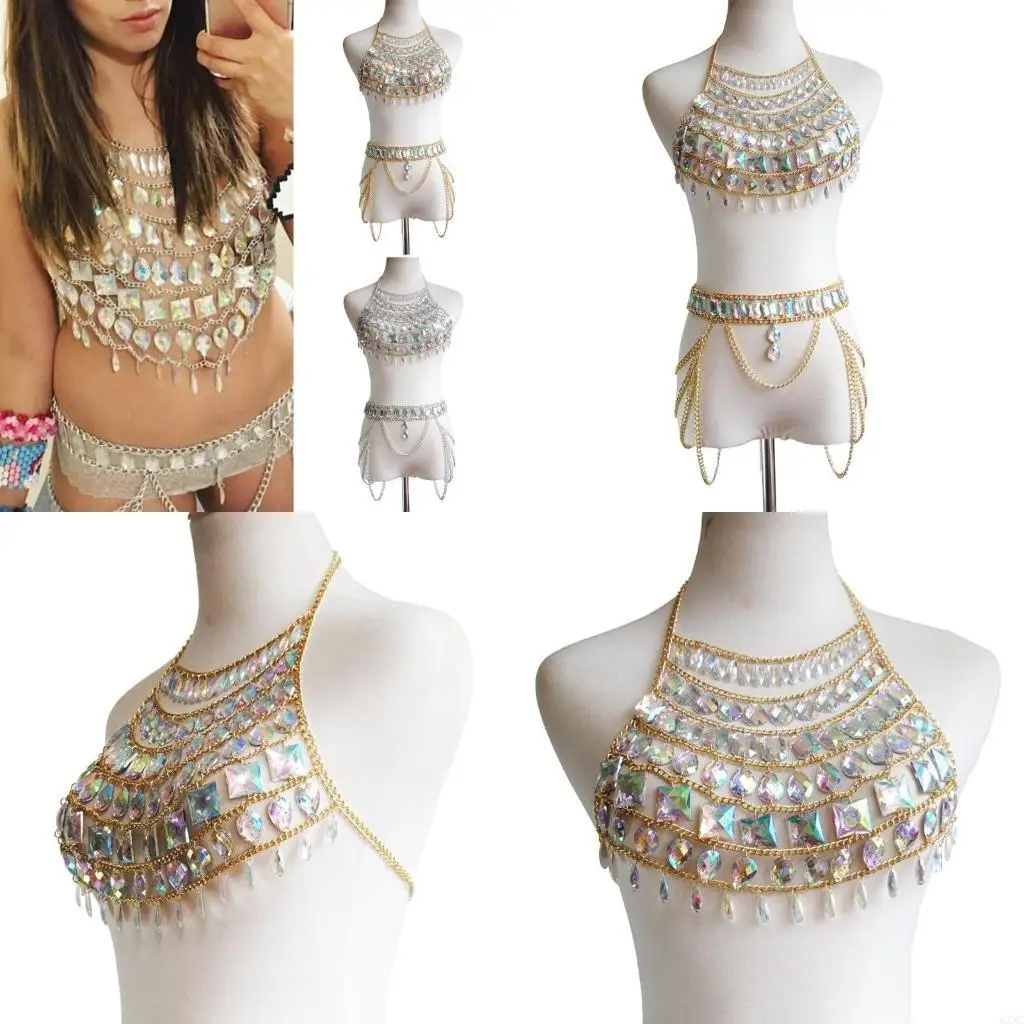 Simple Body Chain Crystal Bra Body Chain Jewelry Sexy Waist Belly Chain Adjustable Bra Tops Summer