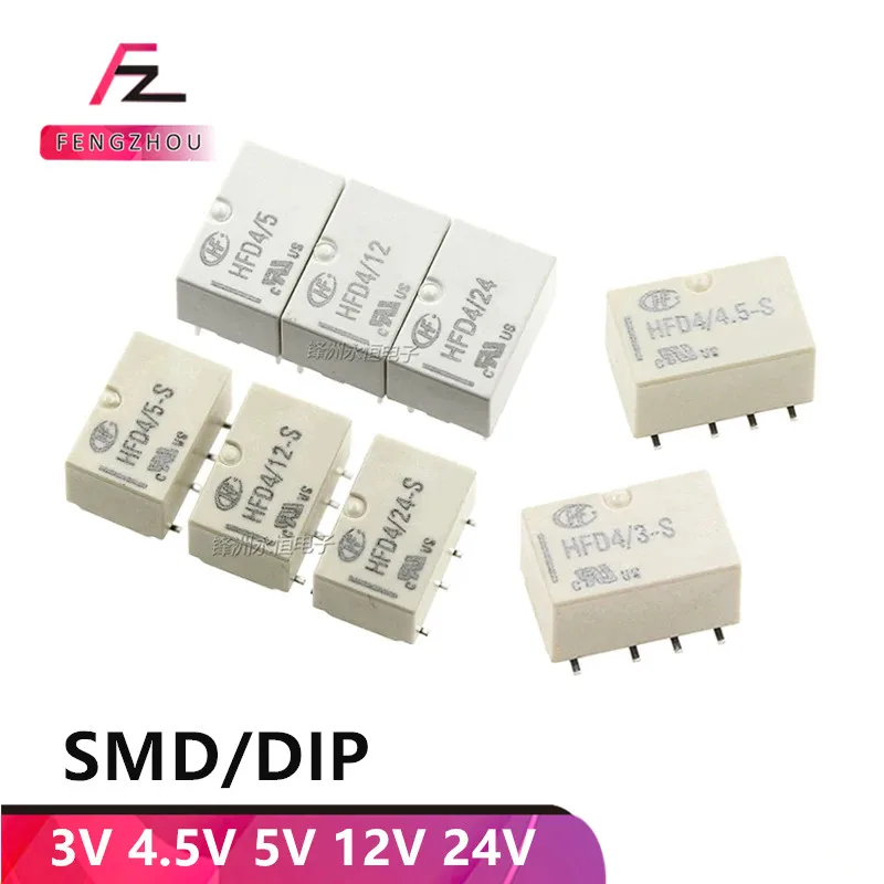 

1Pcs DIY Signal communication relay HFD4- 3V 4.5V 5V 12V 24V DC -S SR 2A 8pin two groups of conversion patch direct insertion