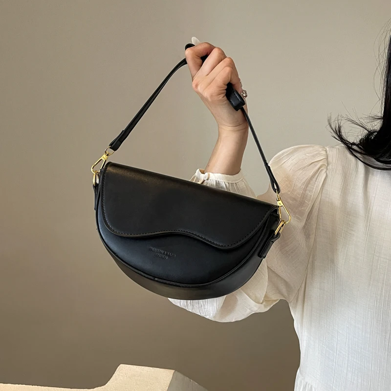 Bolso de hombro de cuero sintético para mujer, bandolera versátil de Color sólido, a la moda, tendencia de lujo, 2024