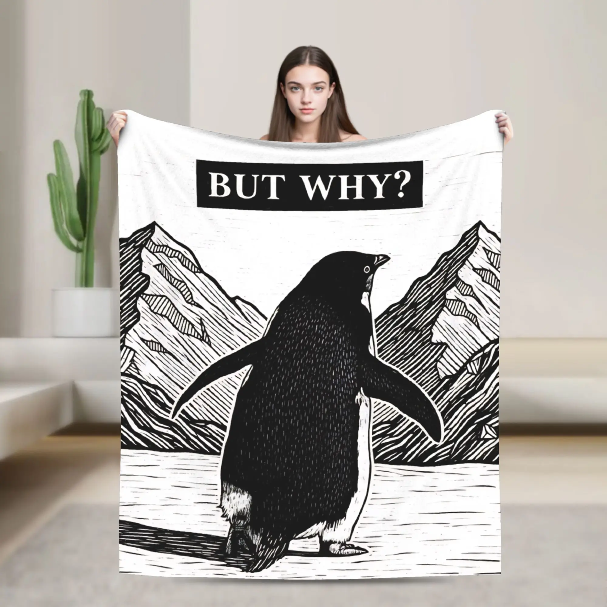 But Why  Nihilist Penguin Blankets Fleece Summer Air Conditioning  Multi-function Throw Blanket for Bedding Bedding Throws
