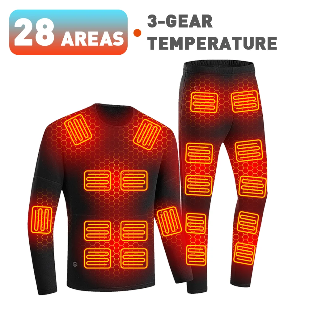 Heated Thermal Underwear Men USB Electric Heated Ski Clothing Women Thermal Underwear Winter Pants Set Heating Jacket