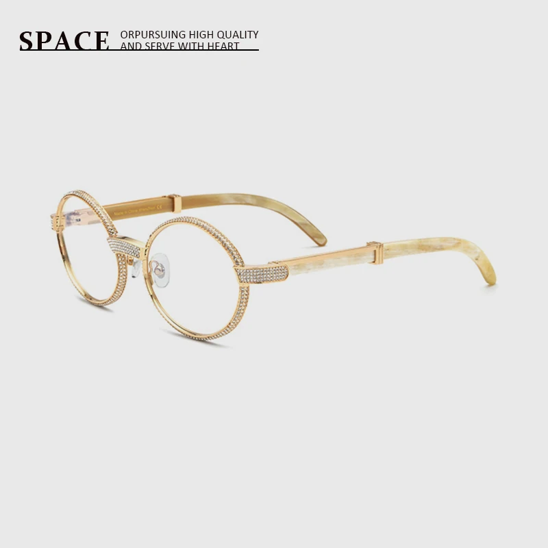 

White Diamond Horn Natural Black Buffalo Horn Optical Leg Frames Women optical near-vision frames can be customized lenses