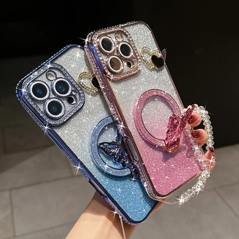 

The Butterfly Adhesive Phone Holder Is Suitable for All Models. Butterfly Shaped Phone Case Desktop Stand, Lazy Support Design