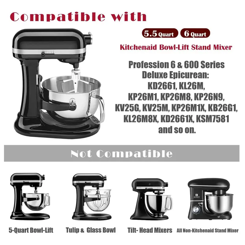 Flex Edge Beater for Kitchenaid 5.5/6 Quart Bowl-Lift Stand Mixer, Kitchenaid Mixers Attachment Flat Beater Paddle with Flexible