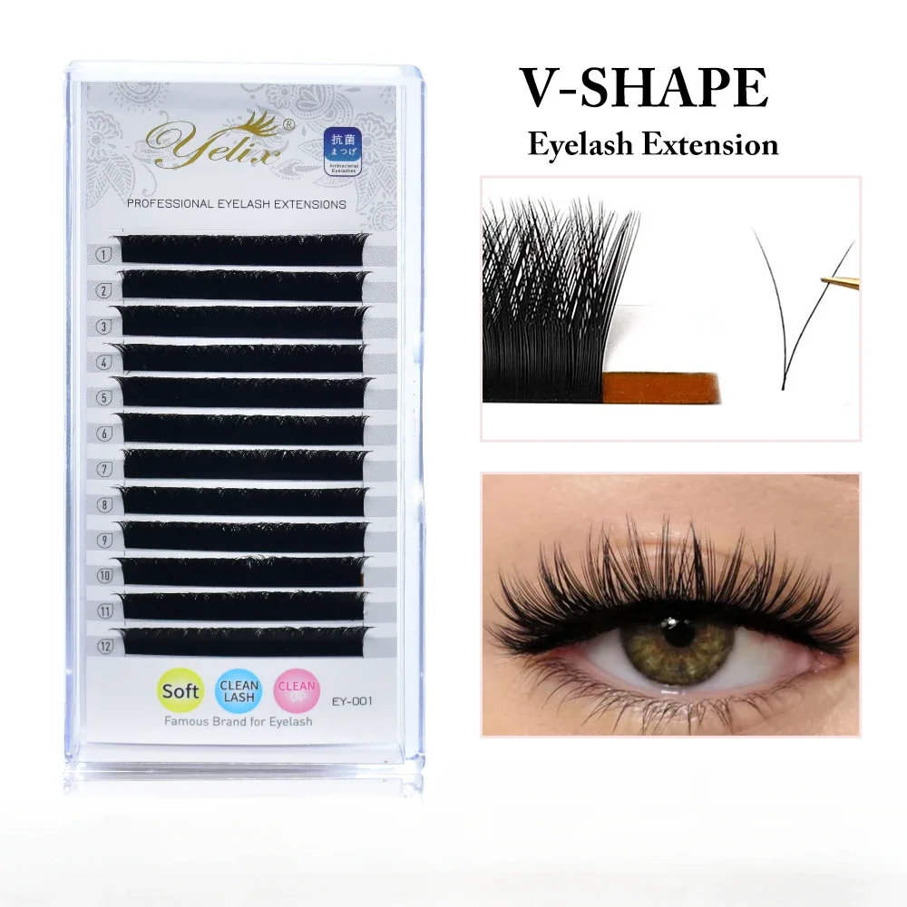 V-shaped Auto Fan Lash Extensions 8-15mm Mix Automatic Blooming Flower Lashes Self Fanning Lashes Russian Volume Individual