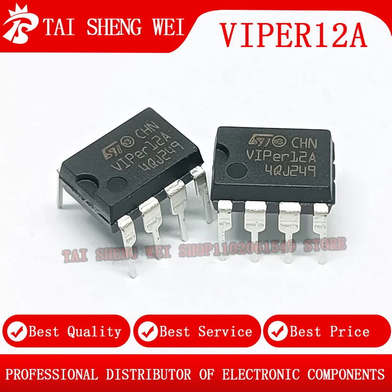 10pcs brand new original VIPER12A switching power supply regulator controller VIPer12 in-line DIP-8 brand new