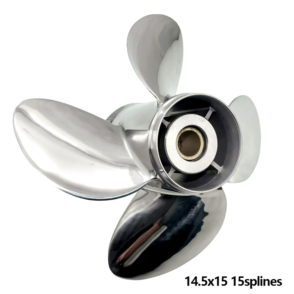 14.5x15 4 Blades Stainless Steel Boat Propeller for Mercury 135-300HP Outboard Engine Prop 14 1/2 x15