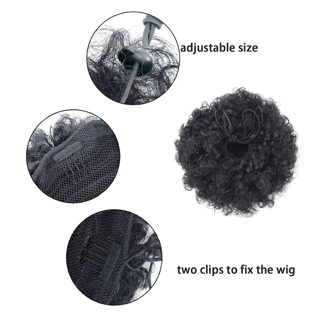 Afro Puff Drawstring Synthetic Ponytail Extension 10 Inch Premium Afro Puff Ponytail Short Kinky Bun Clip On Curly Ponytail Bun