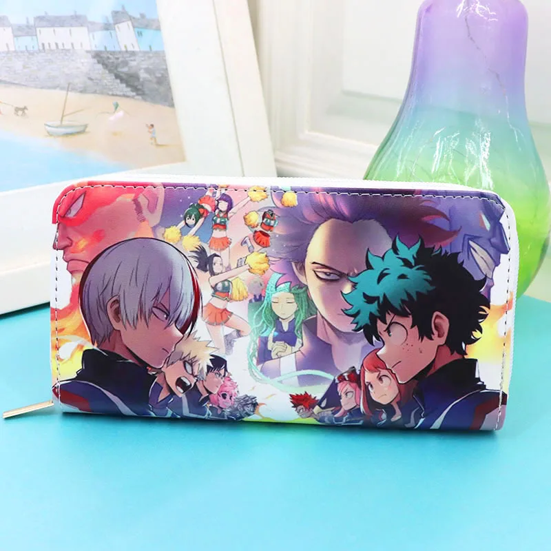 My Hero Academy Demon Slayer Anime Cartoon PU Leather Multi-Layer Wallets Cosplay Wallet Coin Bag Zipper Purse