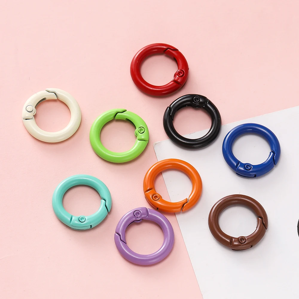 2/5 개/몫 금속 라운드 스프링 걸쇠 컬러 Carabiner 키 체인 클립 DIY 쥬얼리 버클 키 체인 용품에 대 한 후크